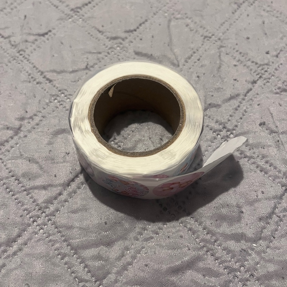 Cute Pink Floral & Heart Sticker Roll